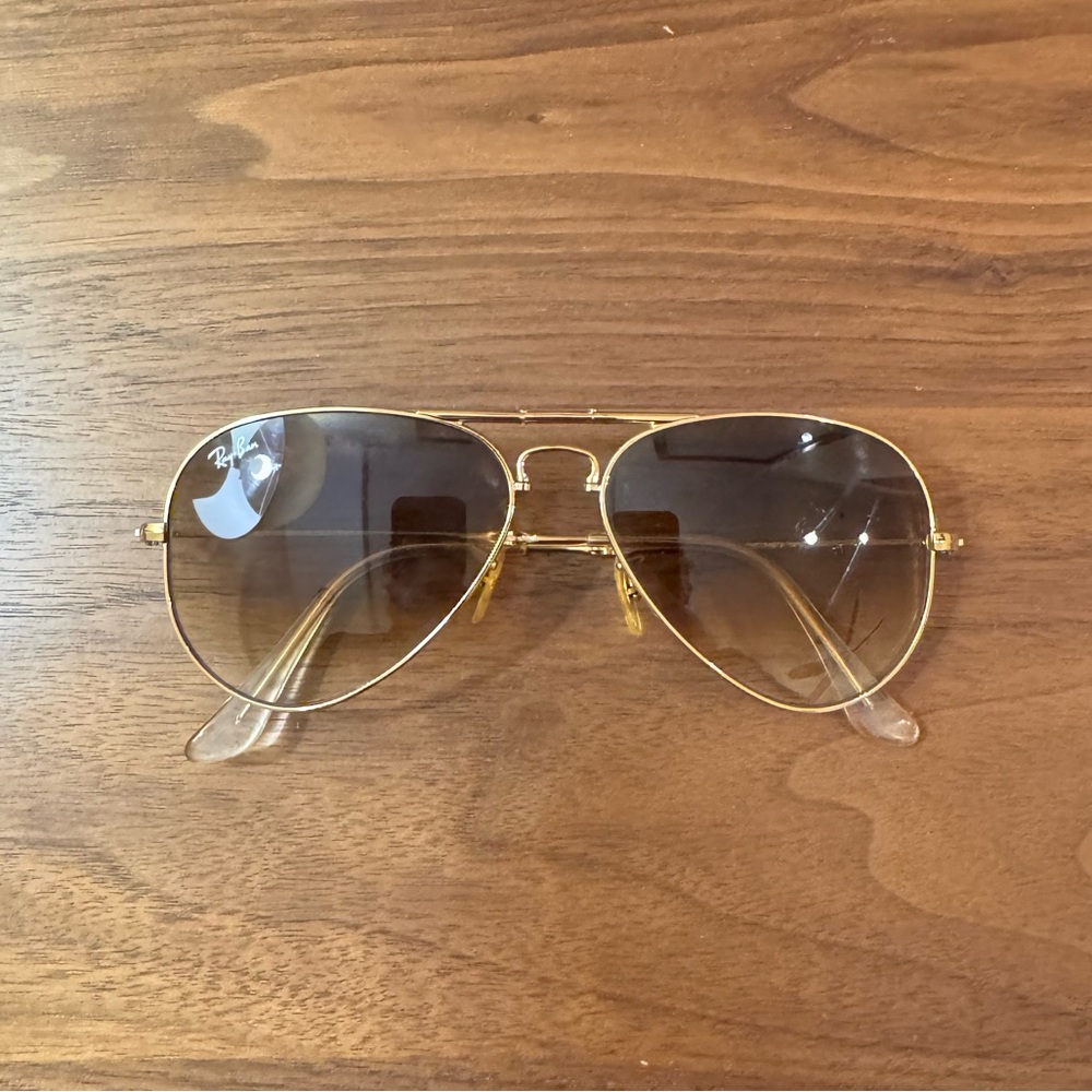 Ray-Ban Gold Aviator Sunglasses with Brown Lenses